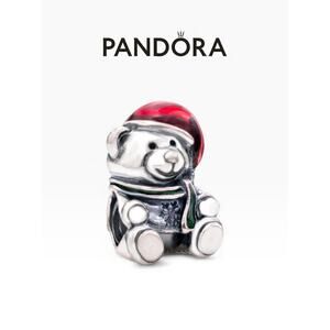 Pandora Christmas Bear Charm 791391ENMX Sterling Silver Enamel Holiday Bead NWOT